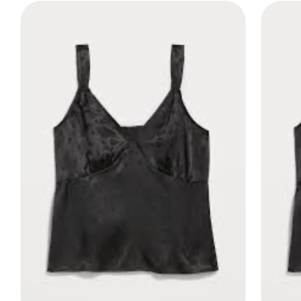 Old Navy Black Polka Dot Satin Jacquard Cami Tank